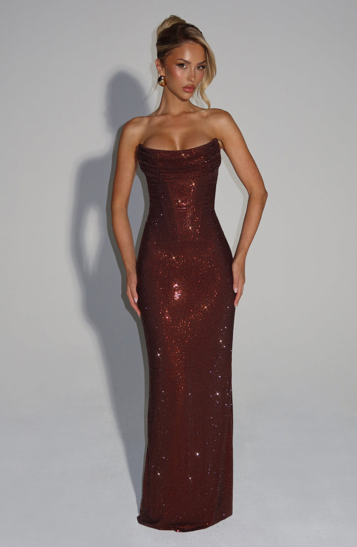 Mirabella Maxi Dress - Plum Brown